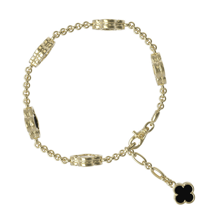 Браслет из лимонного золота c ониксом и перламутром