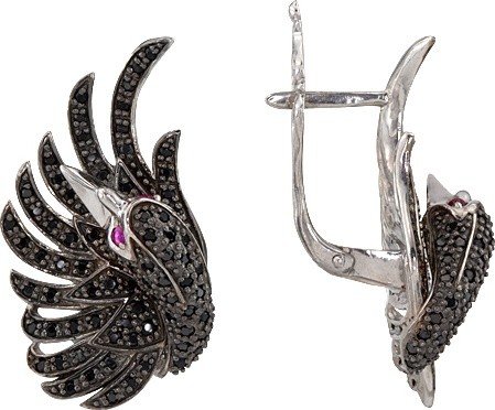 Серьги из белого золота 585 пробы c фианитом