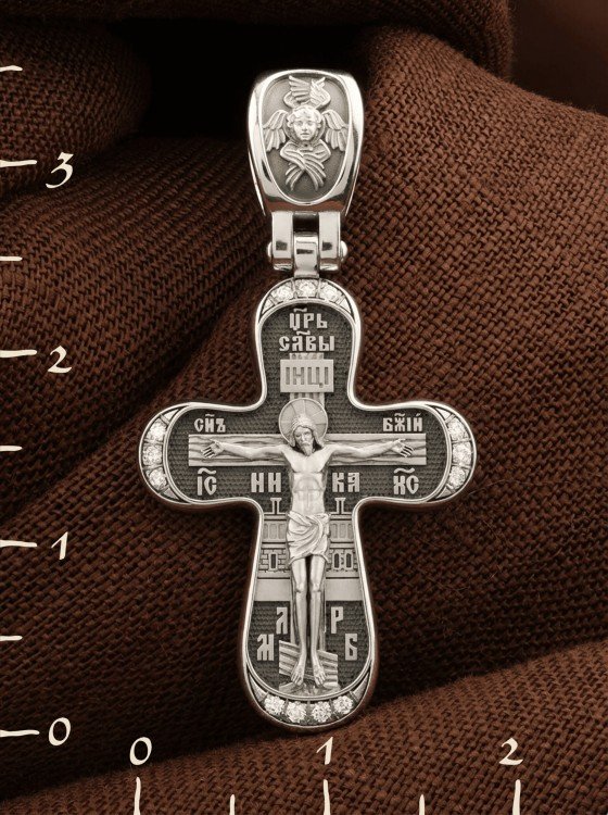 Крест из белого золота c бриллиантами