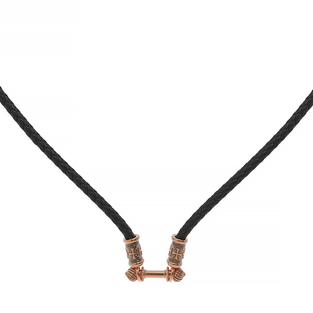 Гайтан из золота c кожаным шнурком