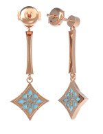 Серьги из золота 585 пробы c фианитом и бирюзой