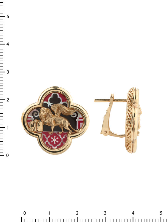 Серьги из золота c эмалью и перламутром