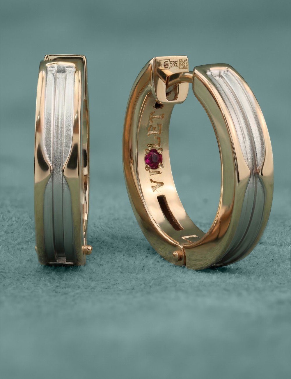 Серьги из золота 585 пробы c рубином