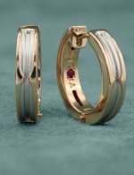 Серьги из золота 585 пробы c рубином