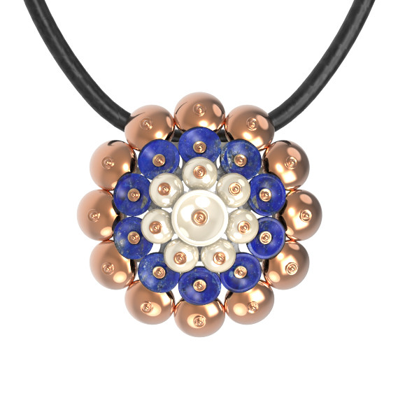 Подвеска из золота c лазуритом и перламутром