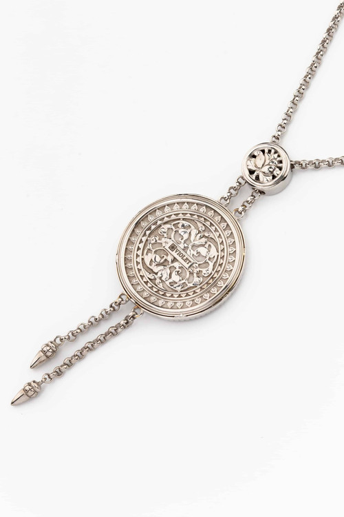 Колье из белого золота c эмалью