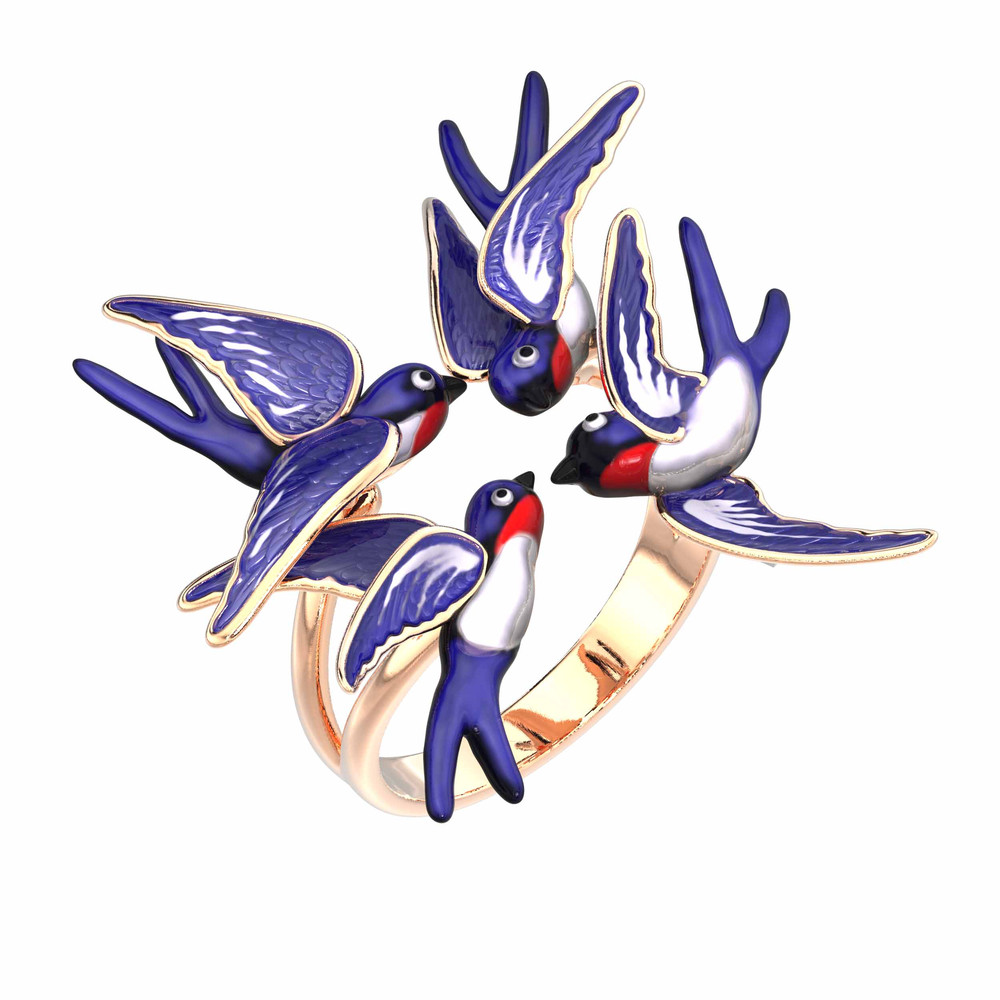 Кольцо из золота c эмалью