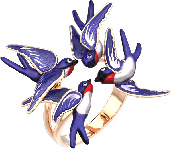 Кольцо из золота c эмалью