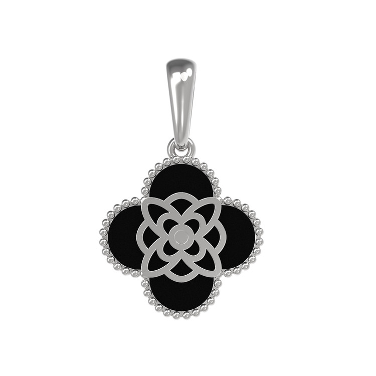Подвеска из белого золота c бриллиантами и ониксом