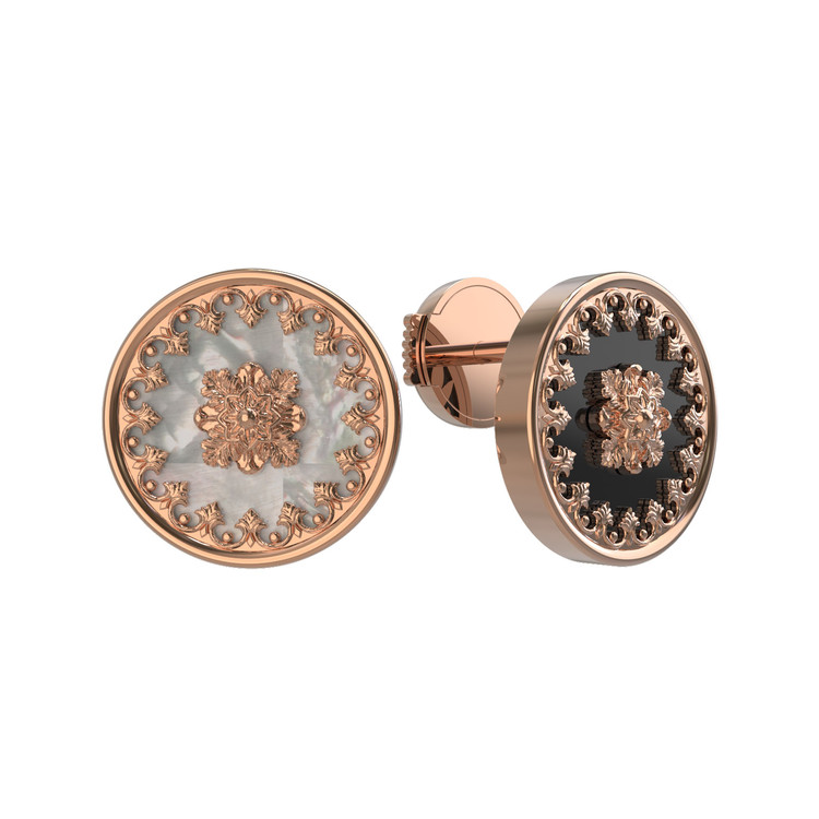 Серьги из золота c ониксом и перламутром