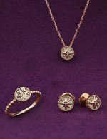 Серьги из золота 585 пробы c бриллиантами и перламутром