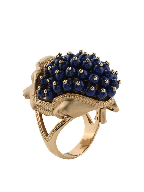 Кольцо из золота c эмалью и лазуритом