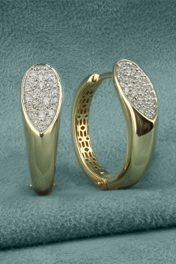 Серьги из лимонного золота 585 пробы c бриллиантами