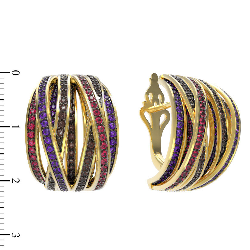 Серьги из лимонного золота c фианитом