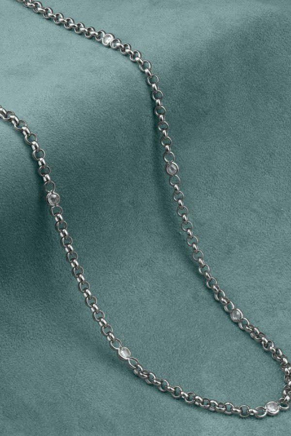 Цепь из белого золота c фианитом