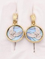 Серьги из лимонного золота 585 пробы c эмалью