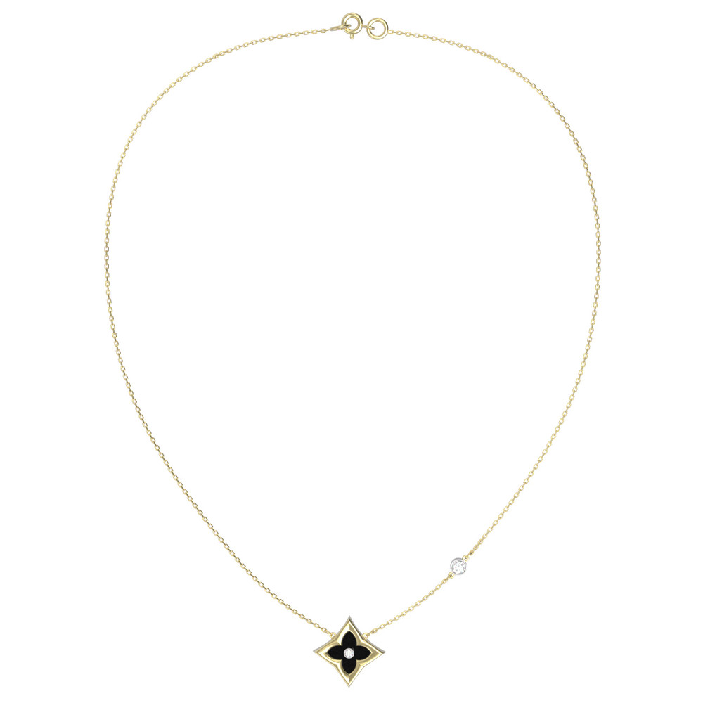 Колье из лимонного золота c бриллиантами и ониксом