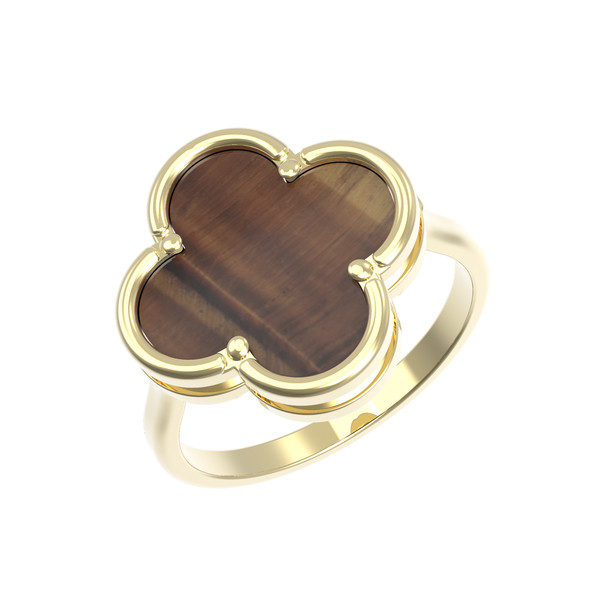 Кольцо из лимонного золота c тигровым глазом