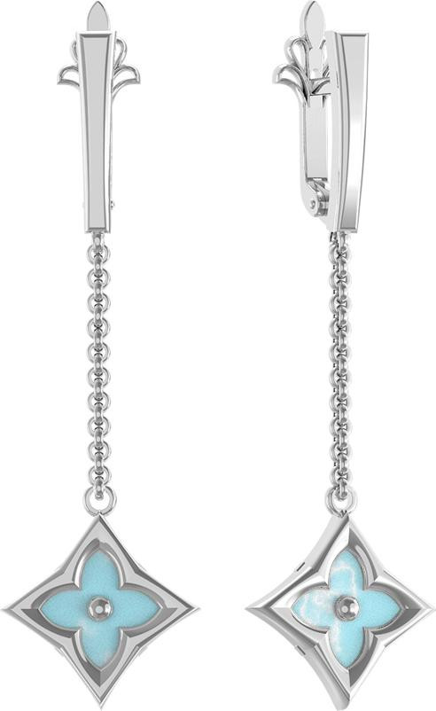 Серьги из белого золота c бирюзой