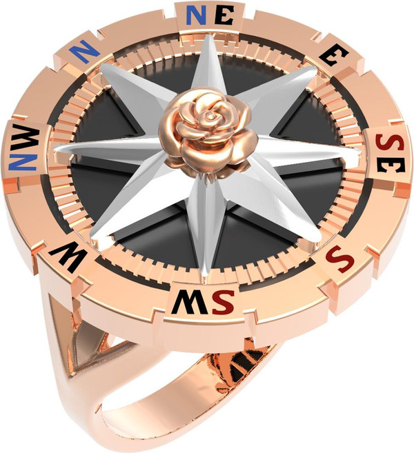 Кольцо из золота c эмалью и ониксом