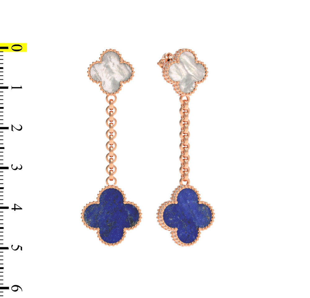 Серьги из золота c лазуритом и перламутром