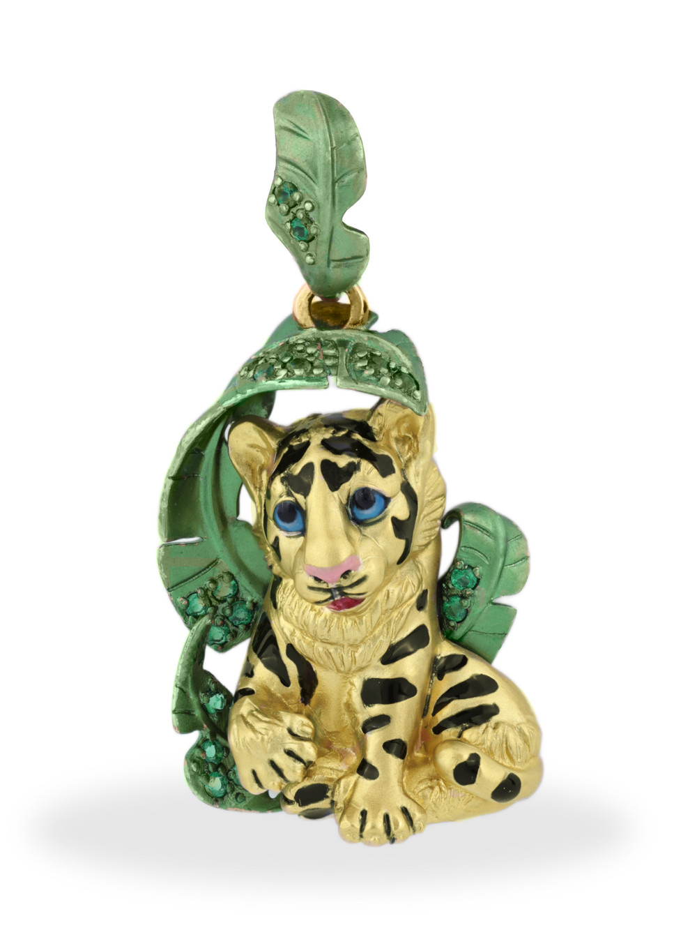 Подвеска из лимонного золота c эмалью и изумрудом