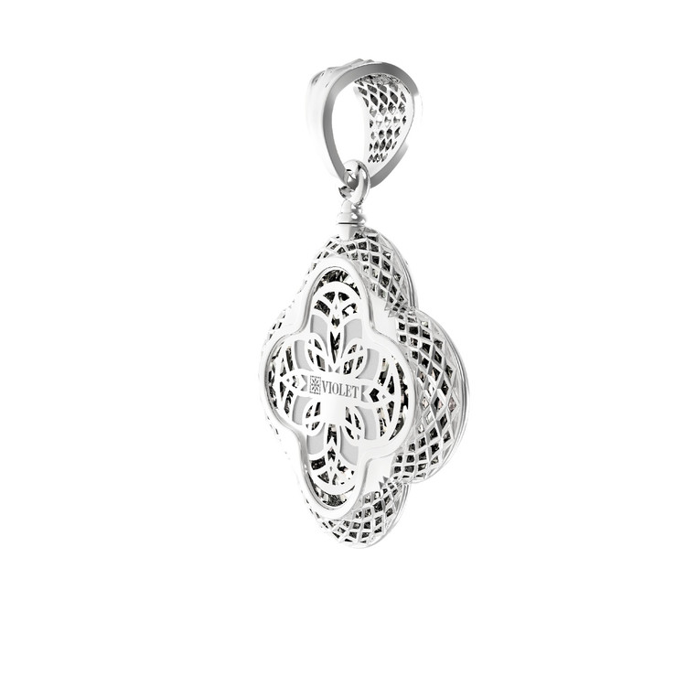 Подвеска из белого золота c эмалью и перламутром