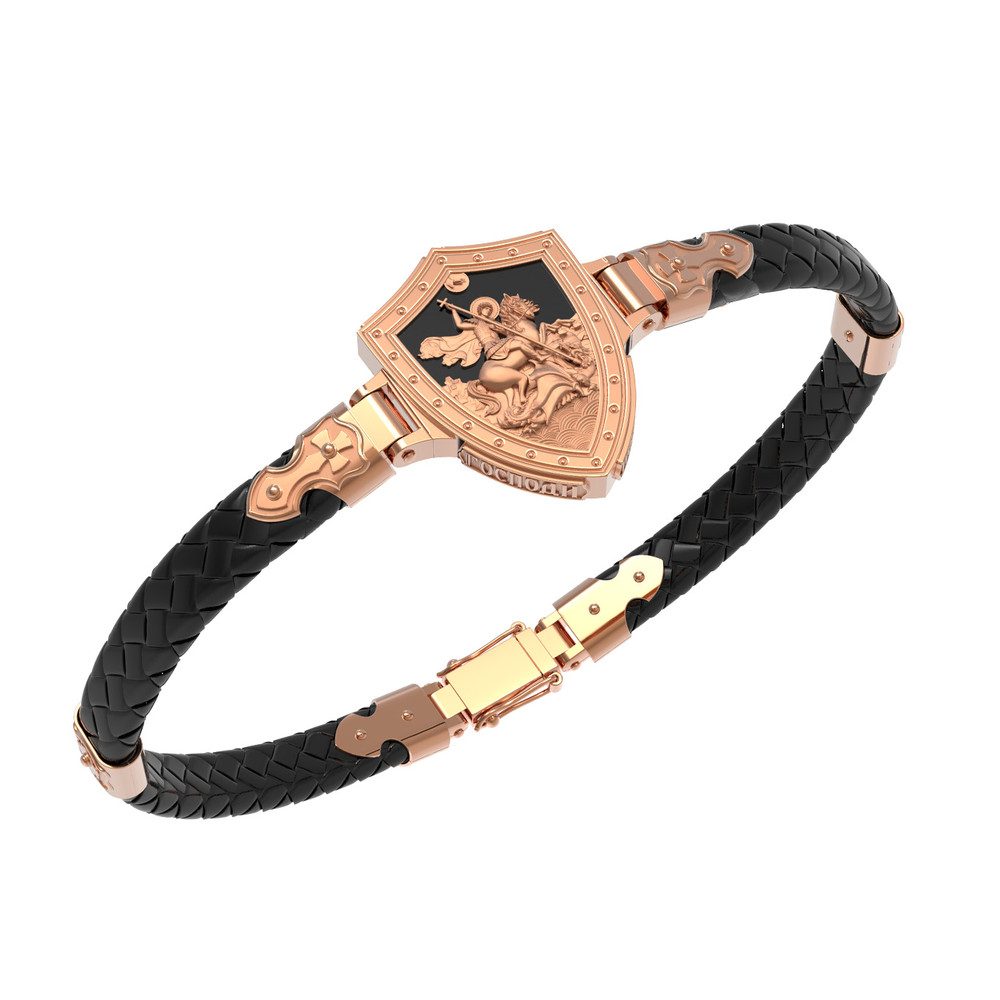 Браслет из золота c шнурком и ониксом