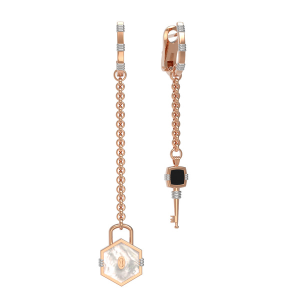 Серьги из золота c ониксом и перламутром