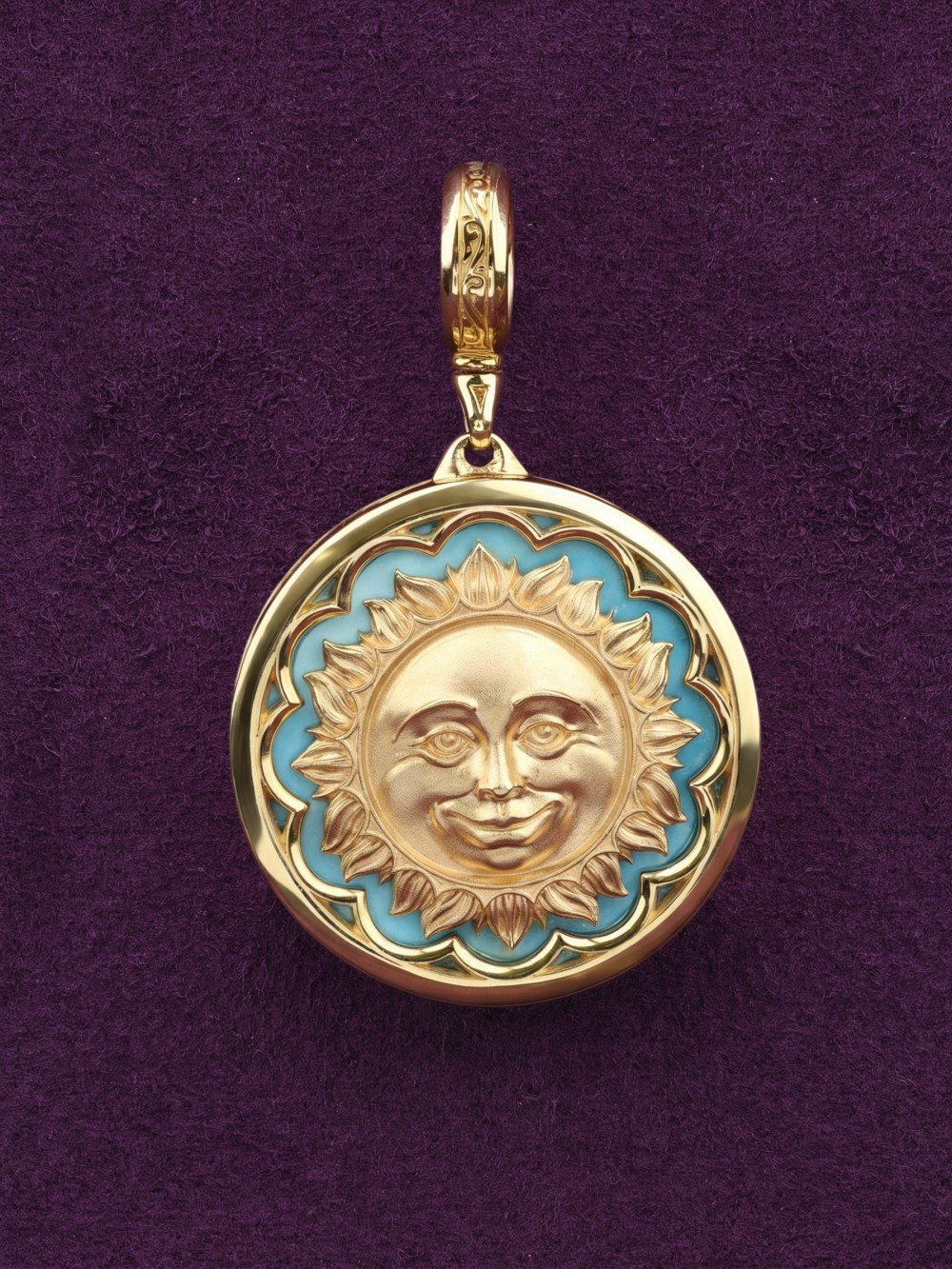 Подвеска из лимонного золота c бирюзой и лазуритом