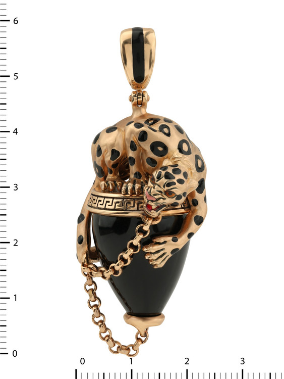 Подвеска из золота c эмалью и ониксом