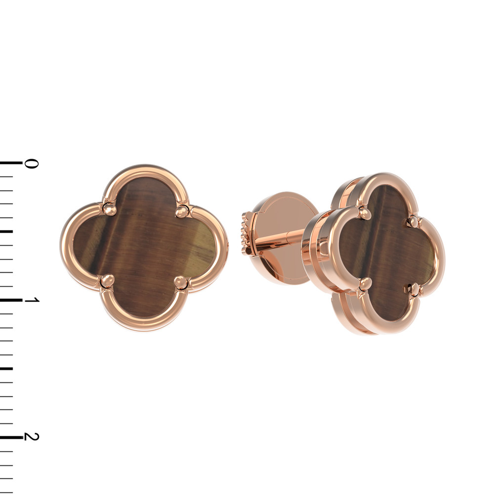 Серьги из золота c тигровым глазом