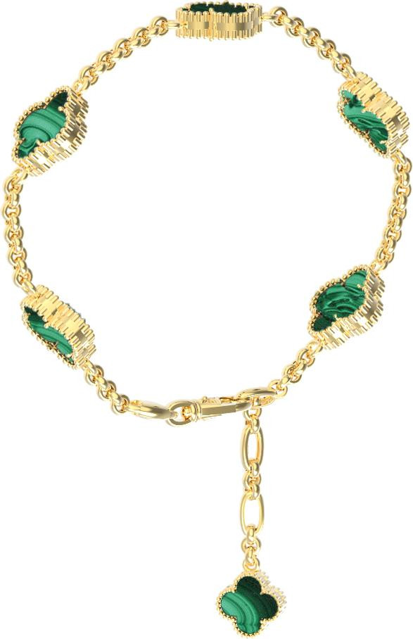 Браслет из лимонного золота c малахитом