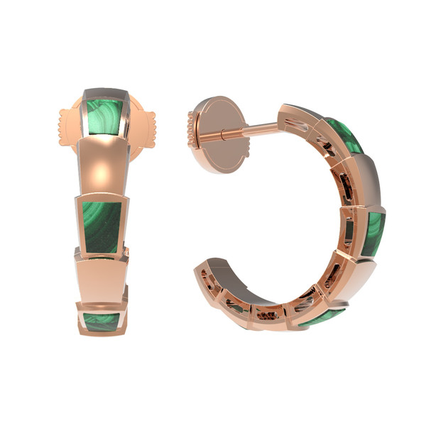 Серьги из золота c малахитом