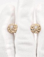 Серьги из лимонного золота 585 пробы c бриллиантами