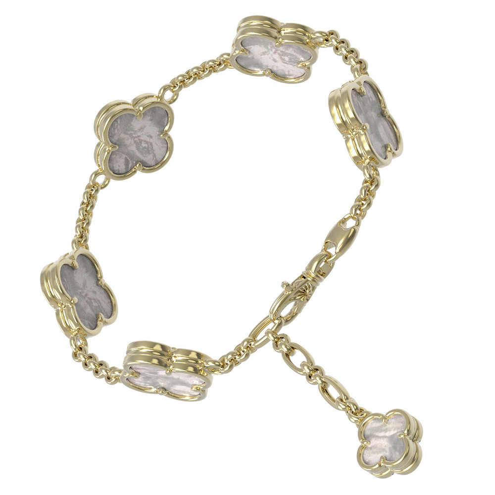 Браслет из лимонного золота c перламутром