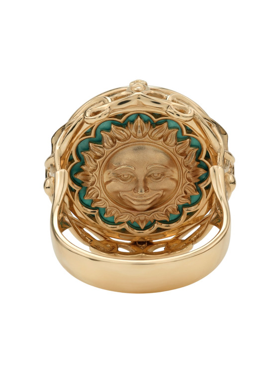 Кольцо из золота c бирюзой и лазуритом