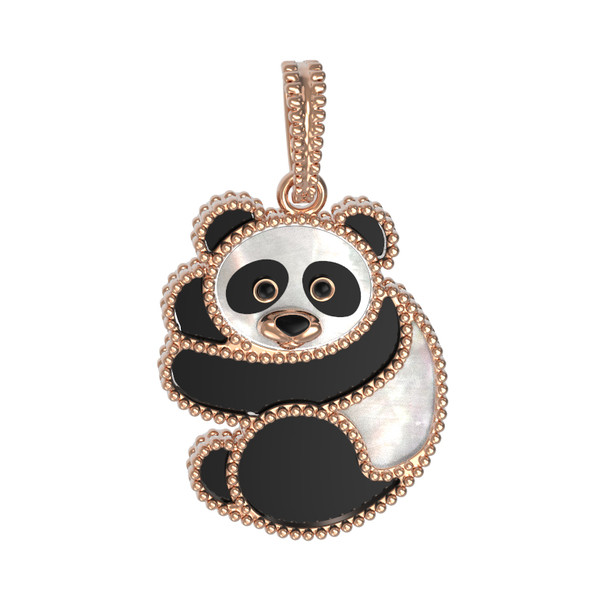 Подвеска из золота c эмалью, ониксом и перламутром