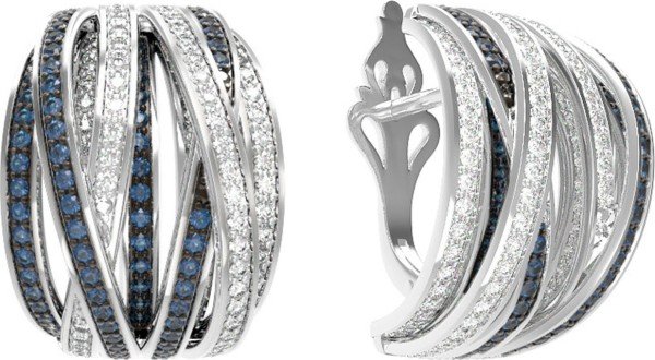 Серьги из белого золота 585 пробы c фианитом