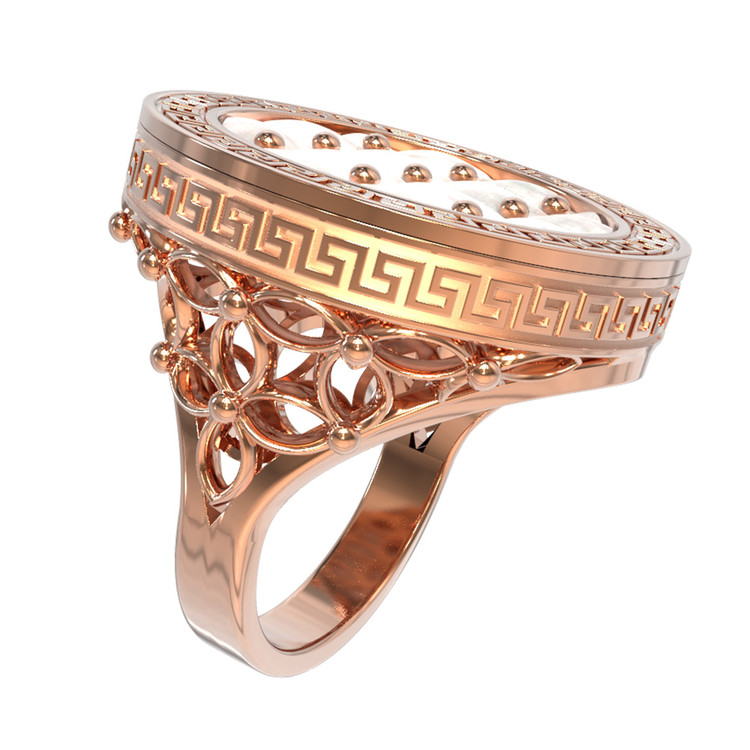 Кольцо из золота c эмалью и перламутром