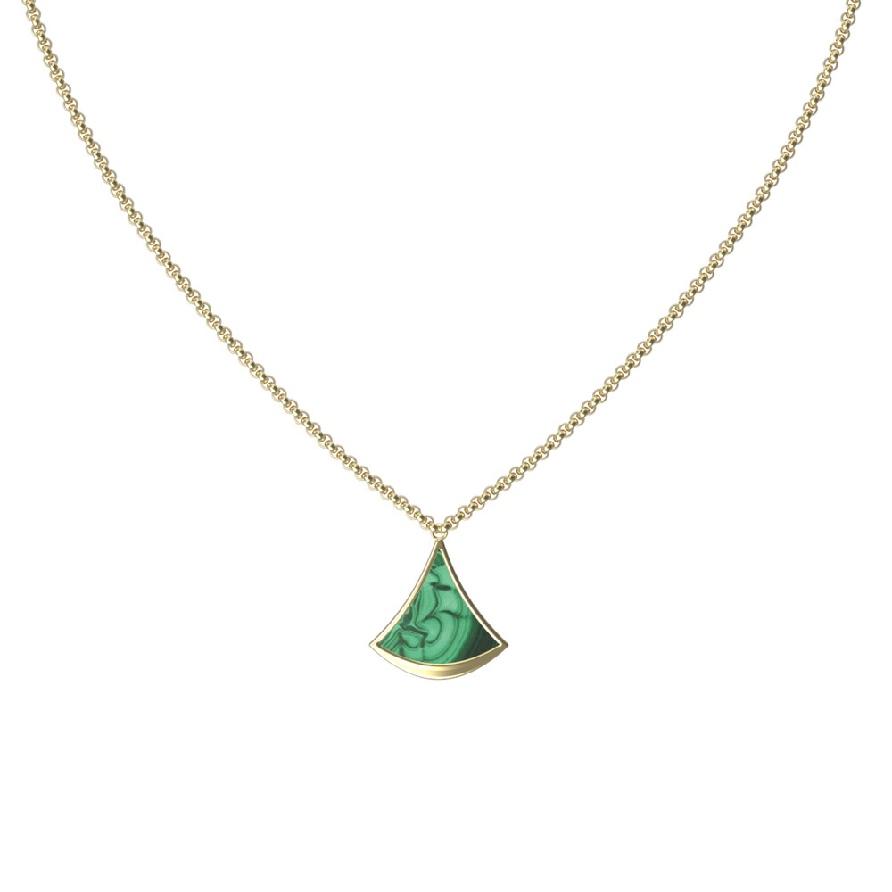 Колье из лимонного золота c малахитом