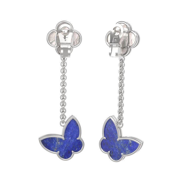 Серьги из белого золота c лазуритом и перламутром