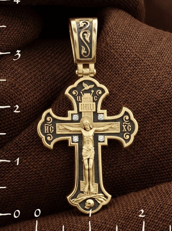 Крест из лимонного золота c бриллиантами