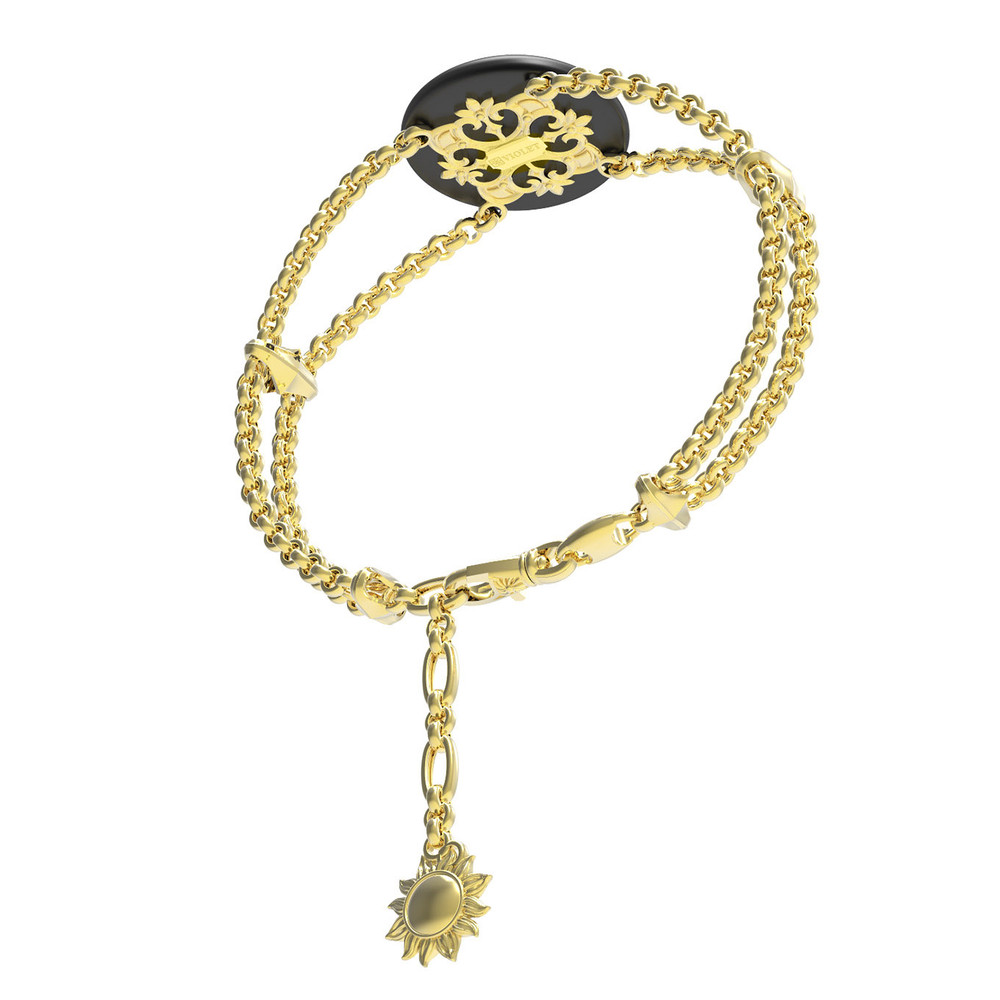 Браслет из лимонного золота c ониксом