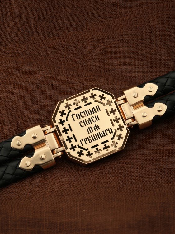 Браслет из золота c шнурком и ониксом