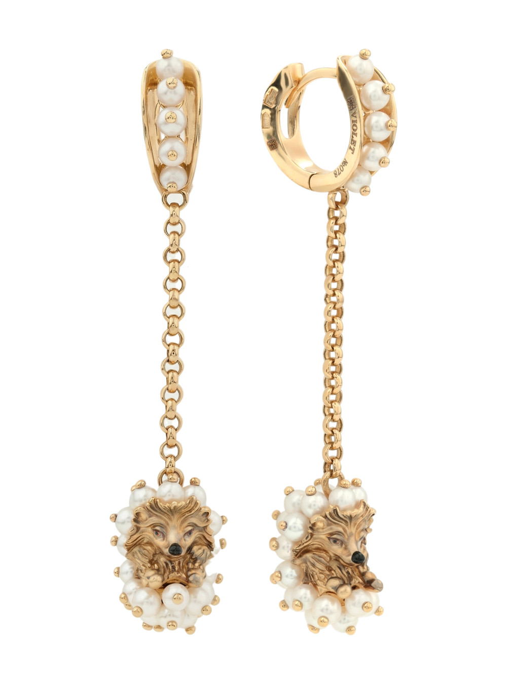 Серьги из золота c эмалью и жемчугом