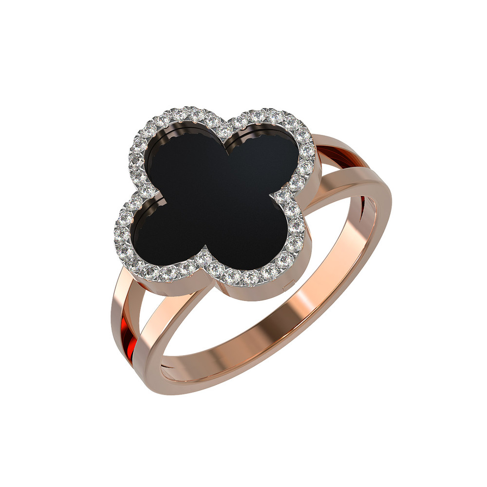 Кольцо из золота c бриллиантами и ониксом