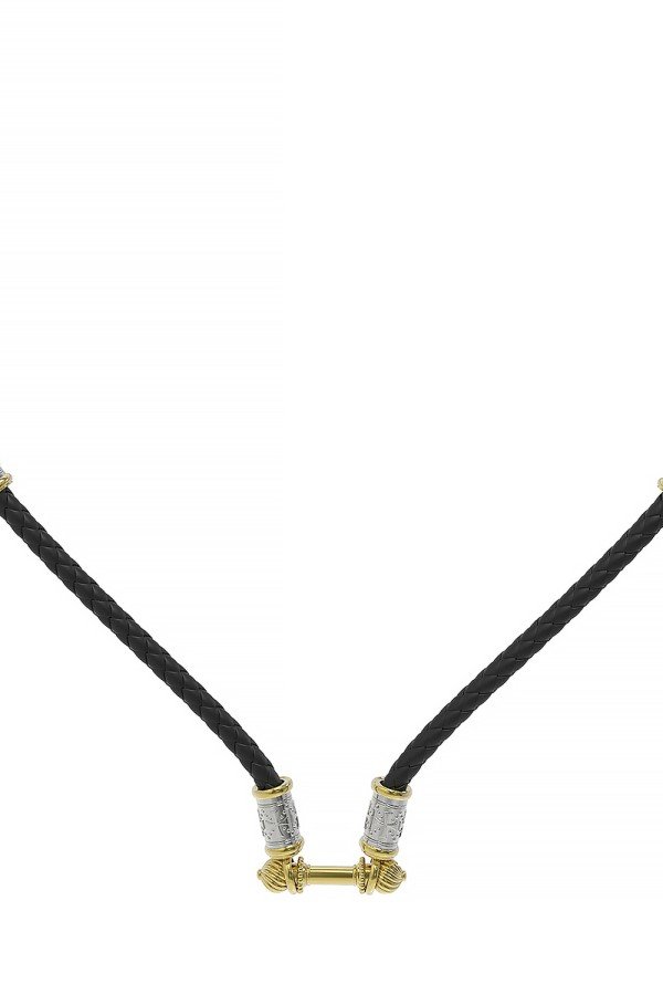 Гайтан из лимонного золота c кожаным шнурком