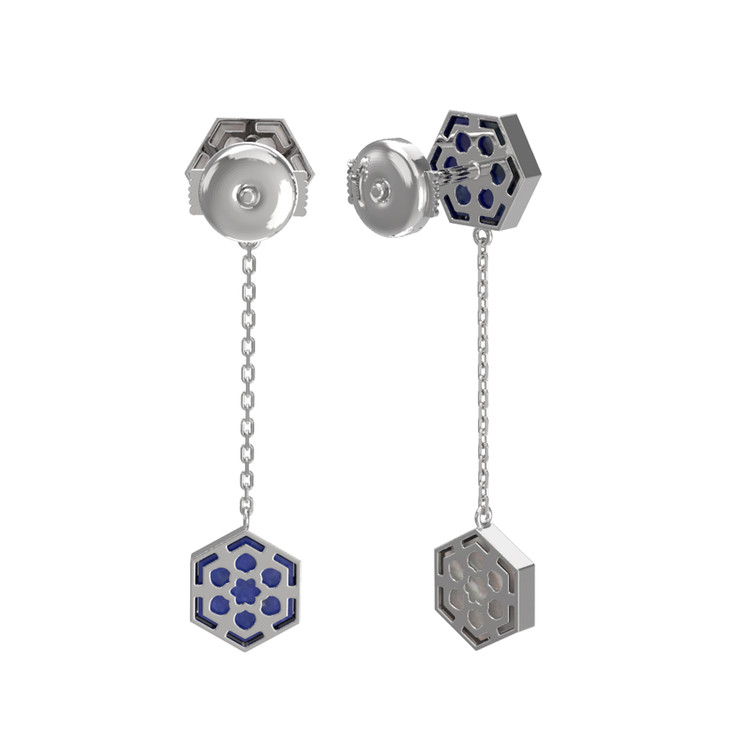 Серьги из белого золота c лазуритом и перламутром