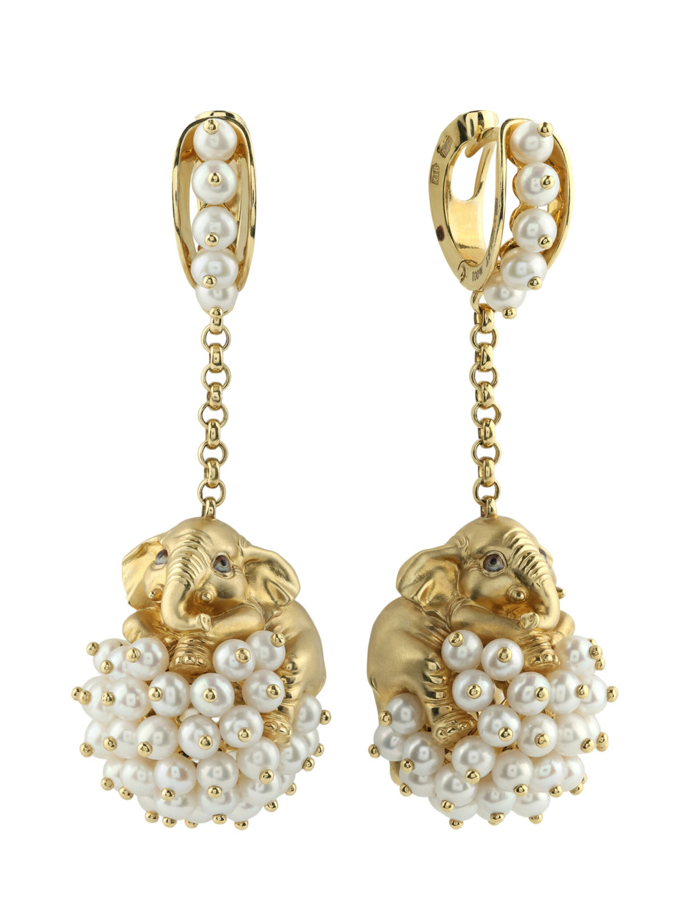 Серьги из лимонного золота c эмалью и жемчугом